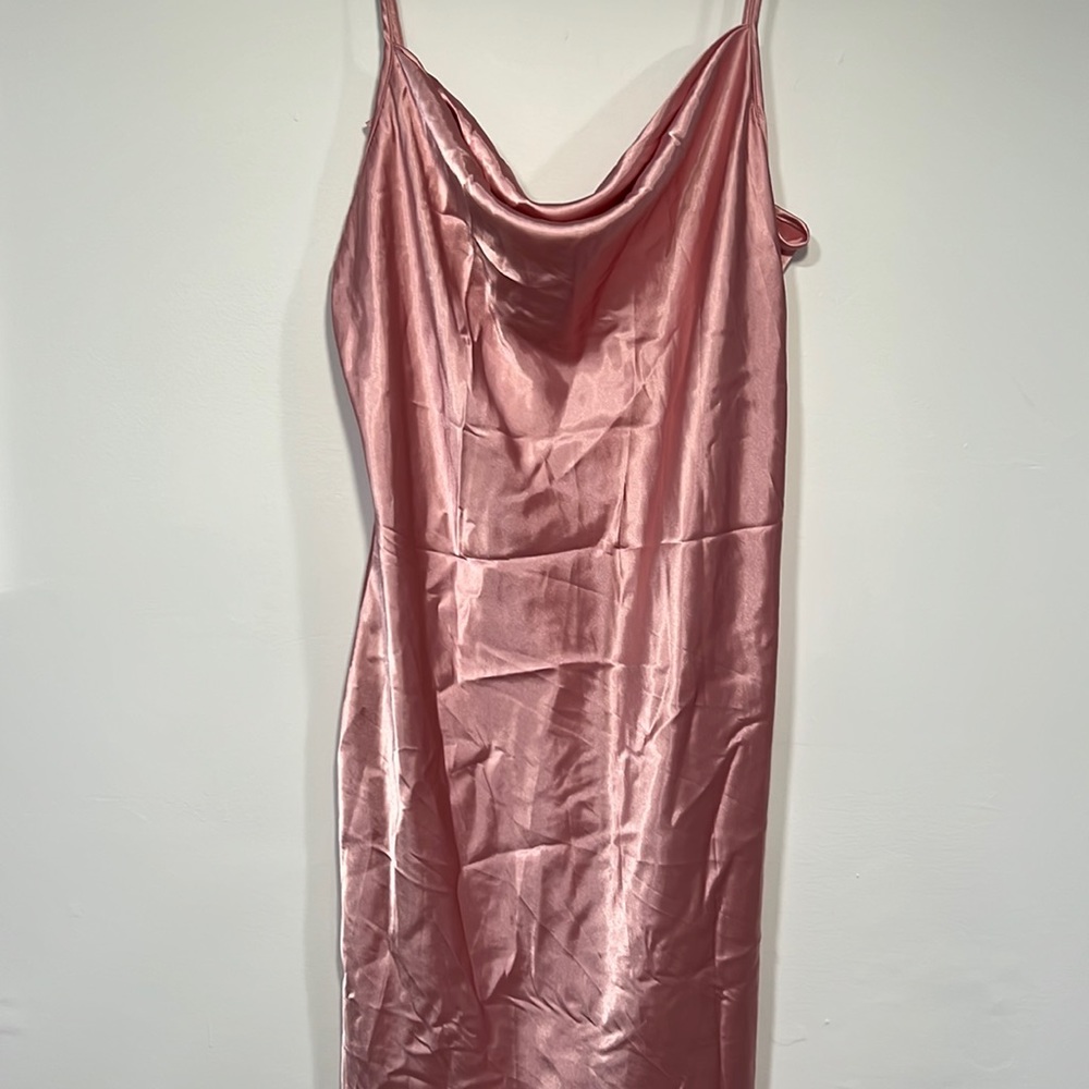 Bebe Cowl silk pink dress sz L